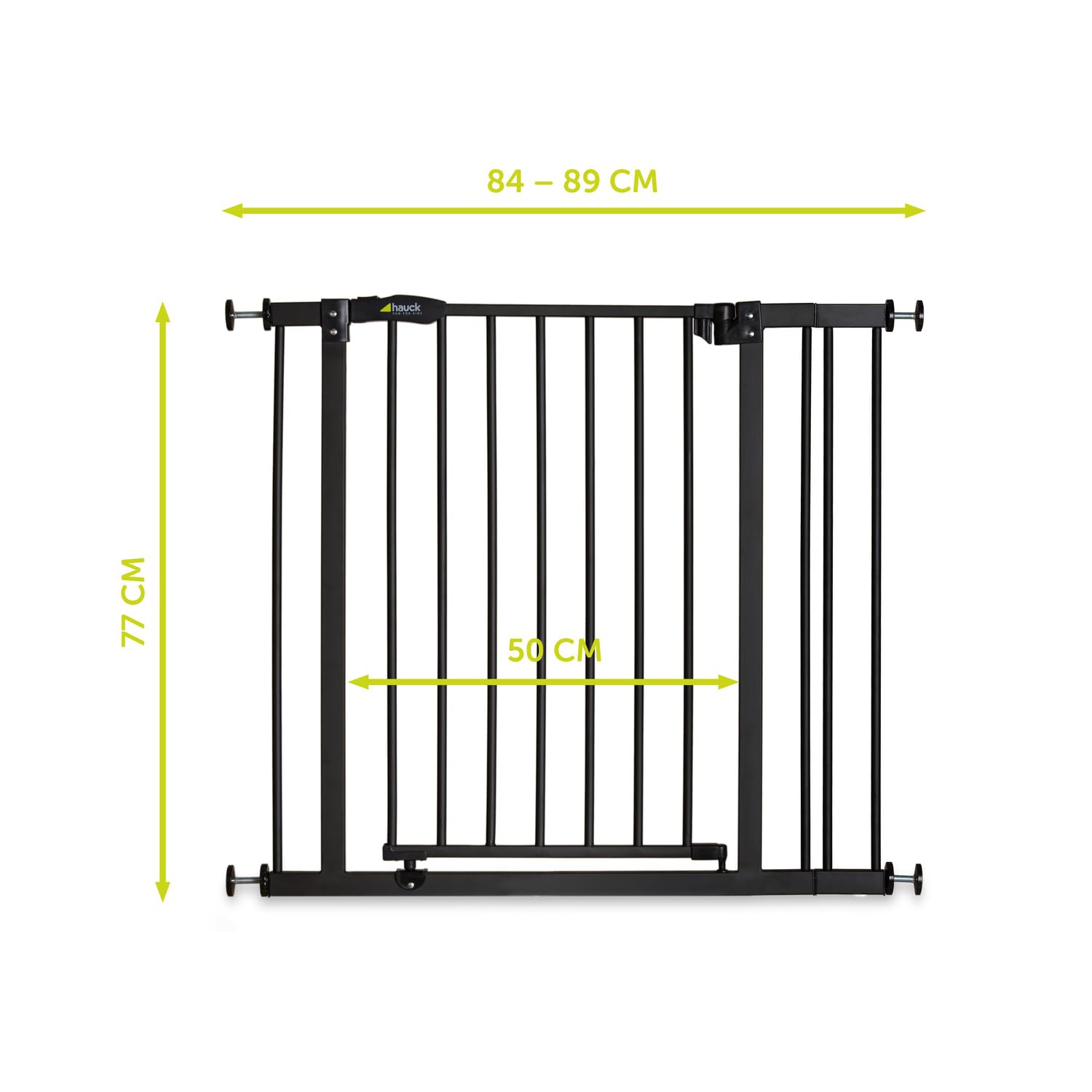 Hauck Treppenschutzgitter / Türschutzgitter Close N Stop incl. 21 cm Verlngerung, für Breiten 96 - 101 cm, ohne Bohren, Einhndiges ffnen, Beidseitig Schwenkbar, Metall, Schwarz