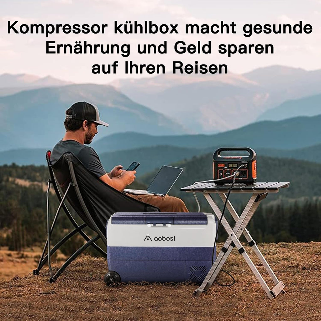 AAOBOSI Frigo Box a Compressore 36 L, Frigo Portatile per Auto con Controllo App WiFi, 12/24 V e 100-240 V, fino a -20 °C per Auto, Camion, Barca, Camper, Campeggio, Doppia Zona