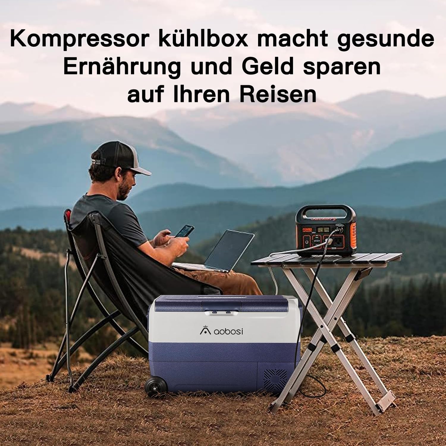 AAOBOSI Frigo Box a Compressore 36 L, Frigo Portatile per Auto con Controllo App WiFi, 12/24 V e 100-240 V, fino a -20 °C per Auto, Camion, Barca, Camper, Campeggio, Doppia Zona