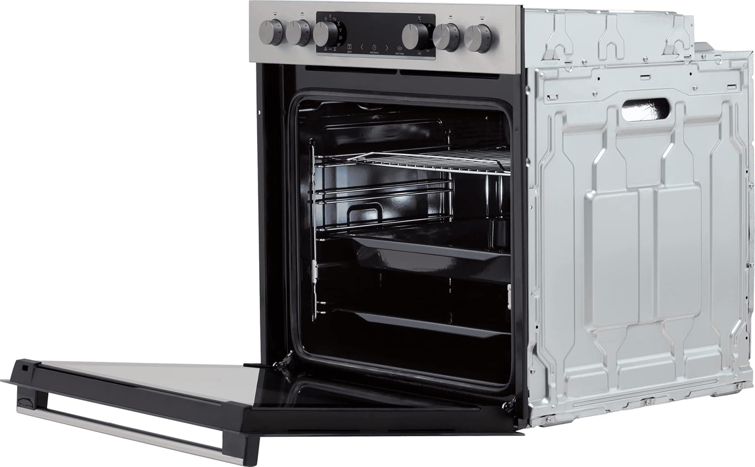 Gorenje Forno da Incasso con Piano Cottura in Vetroceramica, Set 4, Ventilato, Inox / 77 Litri / ExtraSteam / GentleClose & Open / EcoClean / AirFry / PizzaMode / PerfectGrill / Guide Telescopiche / Estetica Inox