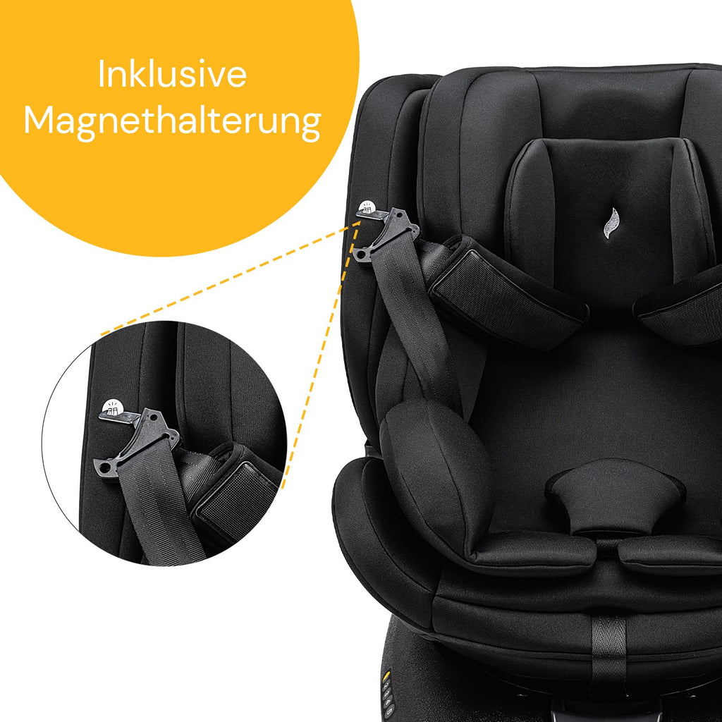 Osann Eno360 i-Size, seggiolino auto girevole 40-150 cm, reboarder con Isofix, seggiolino auto per bambini – All Black