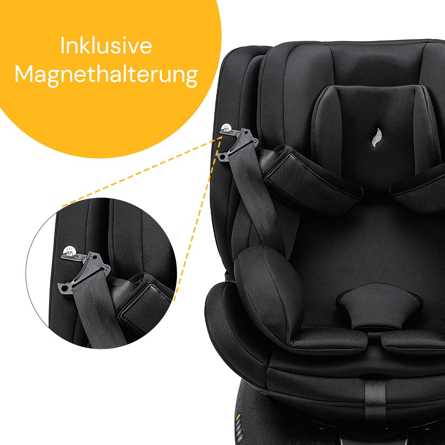 Osann Eno360 i-Size, seggiolino auto girevole 40-150 cm, reboarder con Isofix, seggiolino auto per bambini – All Black