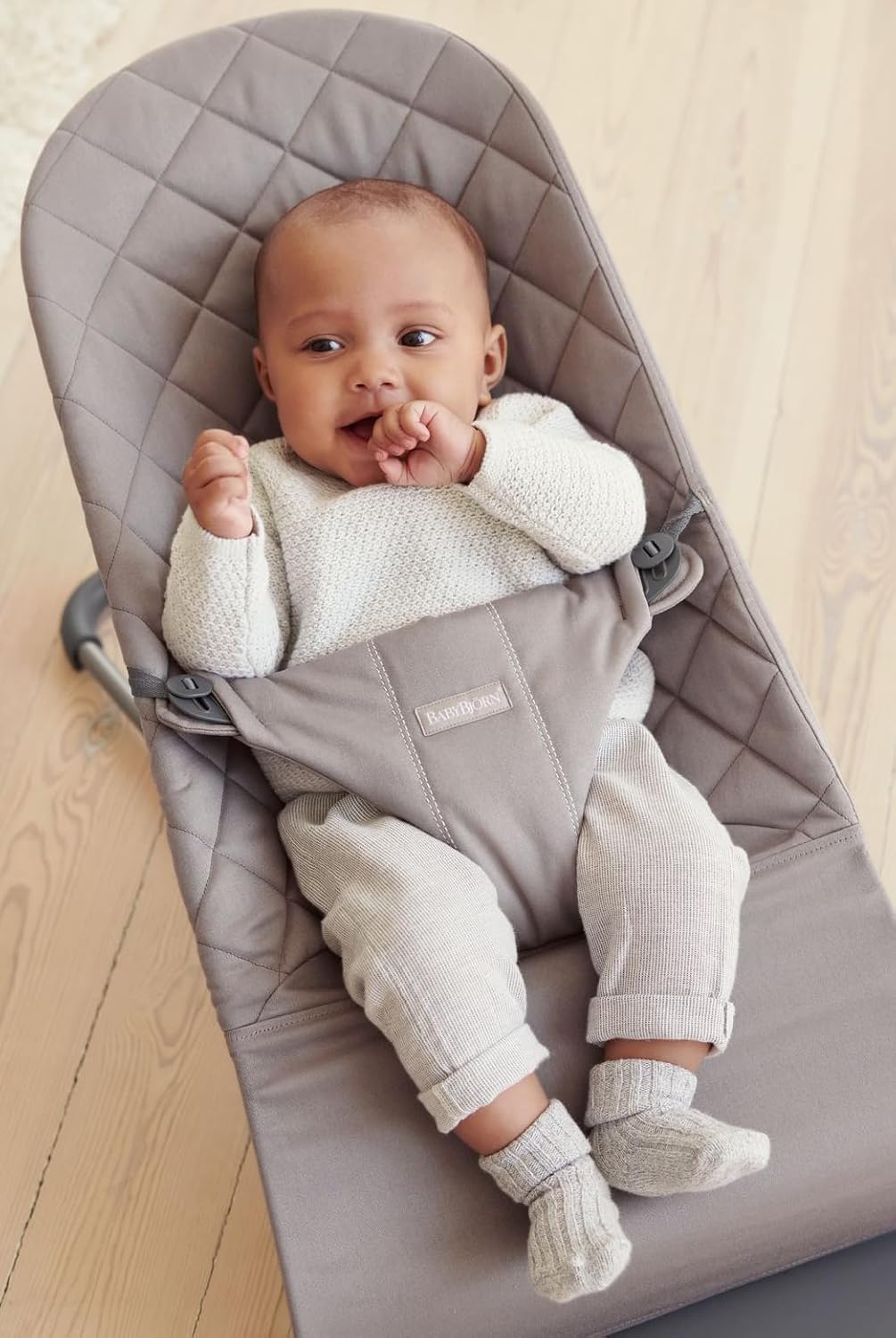 BabyBjörn Sdraietta Bliss, Tessuto, Trapuntatura classica, Grigio Sabbia