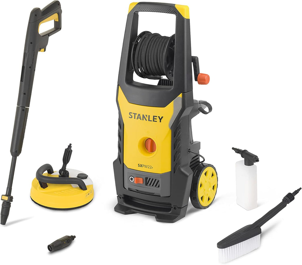 STANLEY SXPW22PE Hochdruckreiniger mit Terrassenreiniger Deluxe und Fester Bürste (2200 W, 150 bar, 440 l/h)