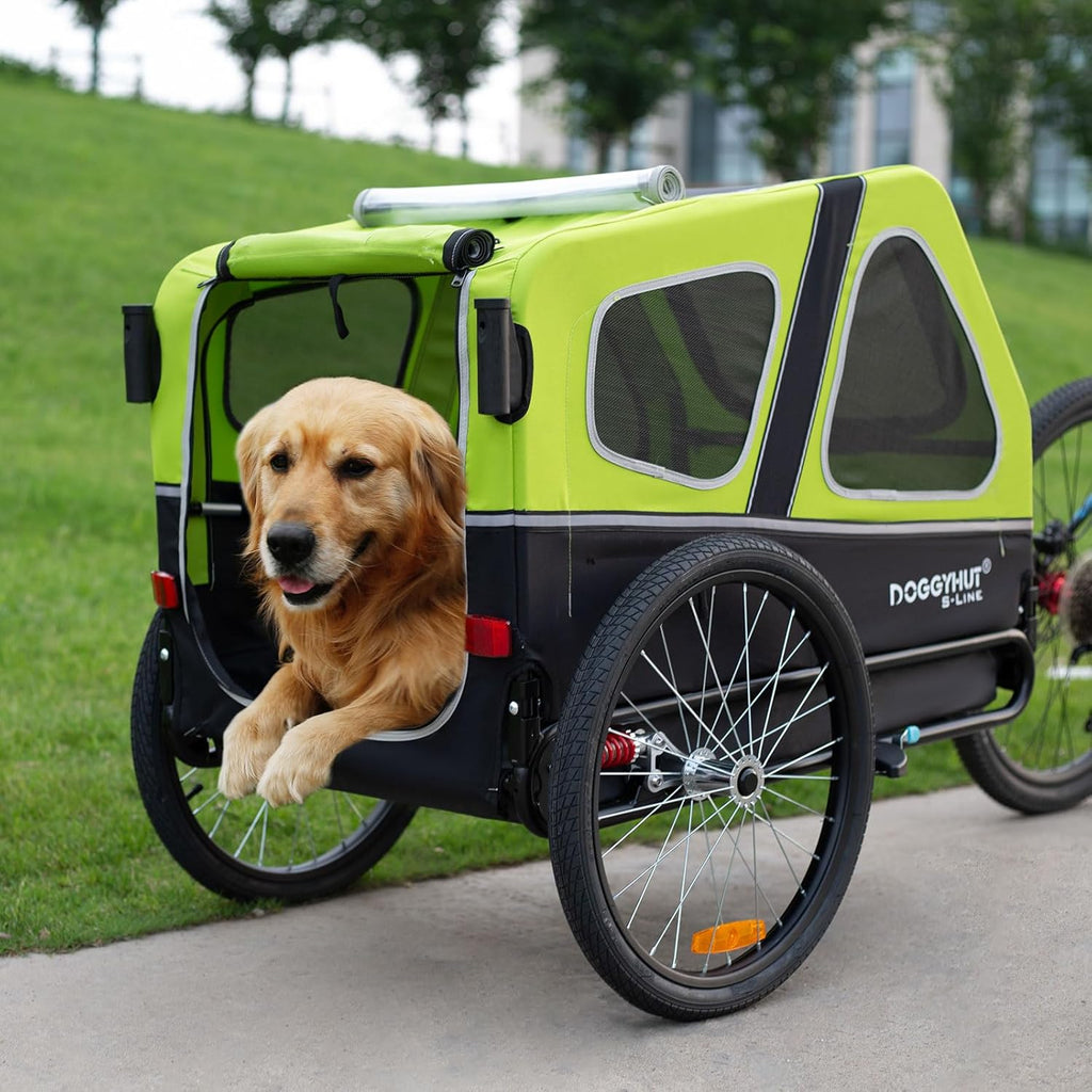 Doggyhut S-Line XL Hundeanhänger & Hundebuggy mit Federung 2 in 1 Hunde Fahrradanhänger Jogger gefedert bis 45 kg