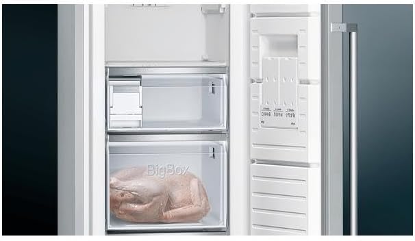 Siemens GS54NAWCV iQ500 Congelatore verticale, 176 x 70 cm, 327 L, NoFrost mai più sbrinamento, bigBox spazio per alimenti di grandi dimensioni, varioZone ripiani e cassetti flessibili in vetro, Bianco