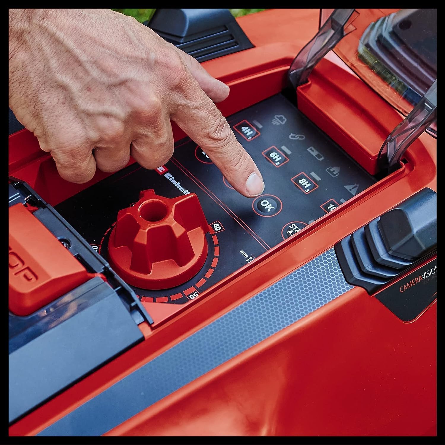 Einhell Akku-Rasenmher GE-CM 43 Li M Kit Power X-Change (36V, 43 cm Schnittbreite, bis 600 m, Brushless, Mulch-Kit, 63L Fangkorb, 25-75 mm Schnitthhe, inkl. 2x 4,0Ah + 2x Ladegert)
