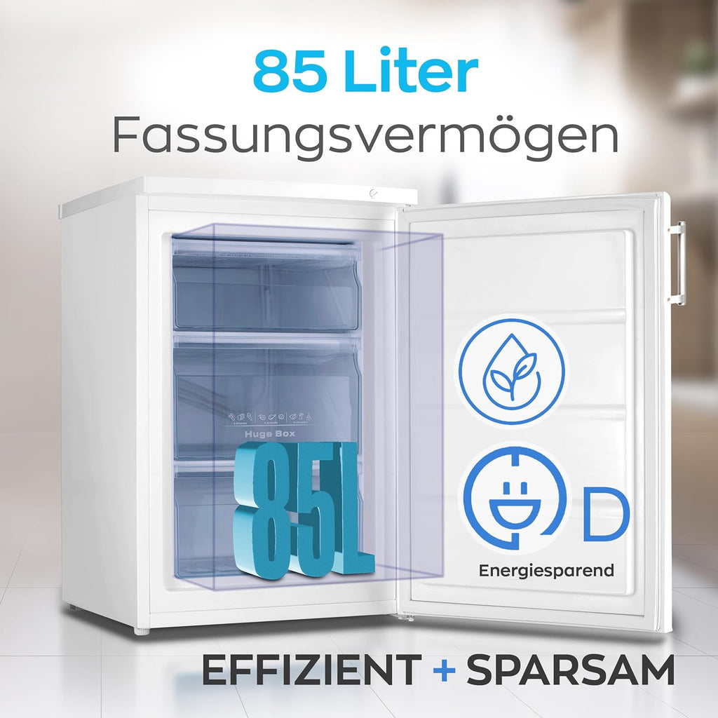 Congelatore Heinrich 61 litri -18°C, 3 cassetti congelatore, regolatore temperatura a 7 livelli, Airflow, porta reversibile, bianco