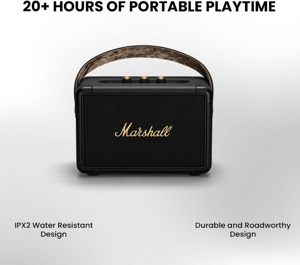 Marshall Kilburn II Altoparlante Portatile Bluetooth Resistente all'Acqua, Senza Fili - Nero e Ottone