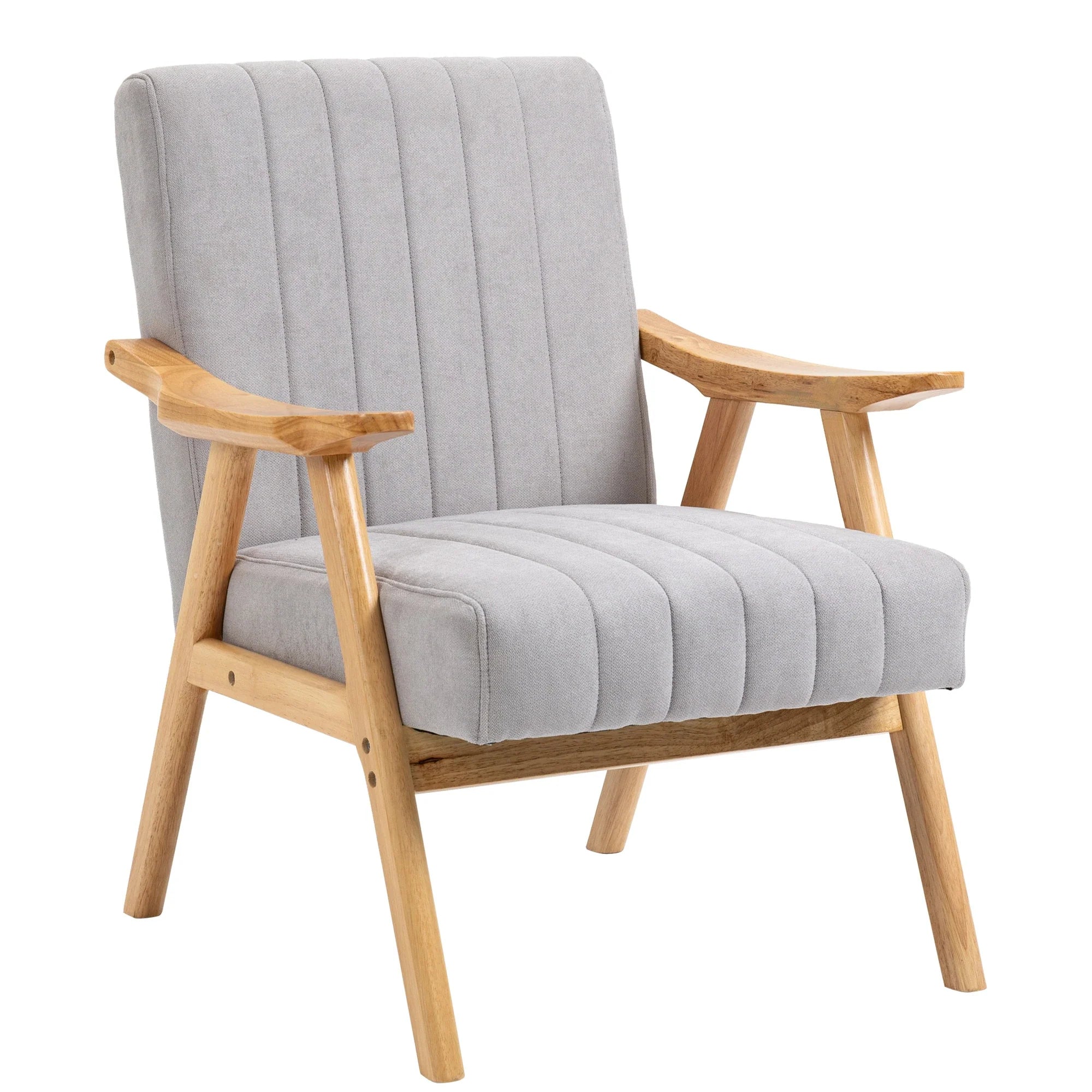 HOMCOM Sedia Imbottita Design Scandi extra confortevole Velluto Grigio Chiaro
