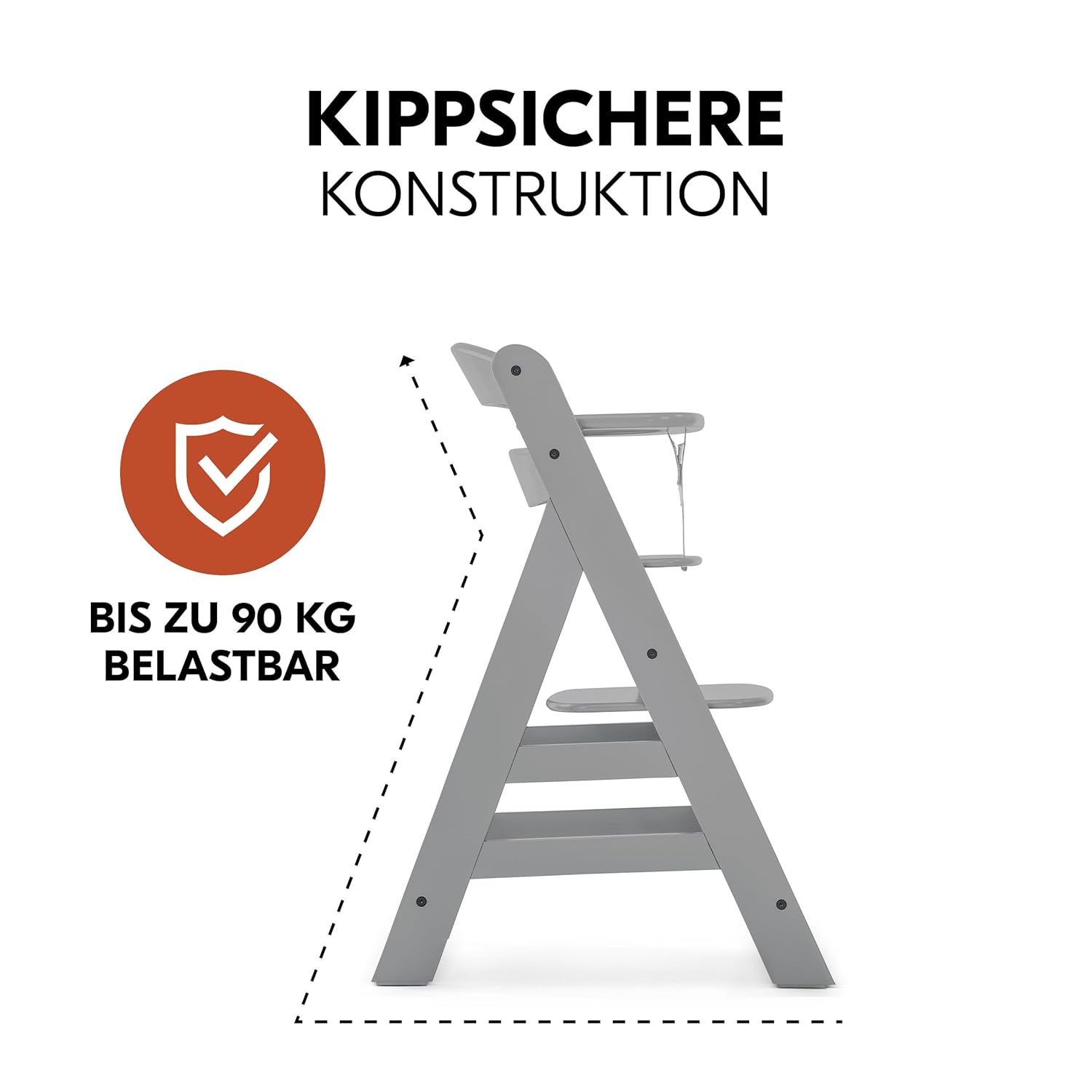 hauck Hochstuhl Alpha Plus Newborn Set mit 2in1 Bouncer - Mitwachsender Holz Babyhochstuhl ab Geburt, inkl. Sitzauflage & Neugeborenenaufsatz - Dark Grey