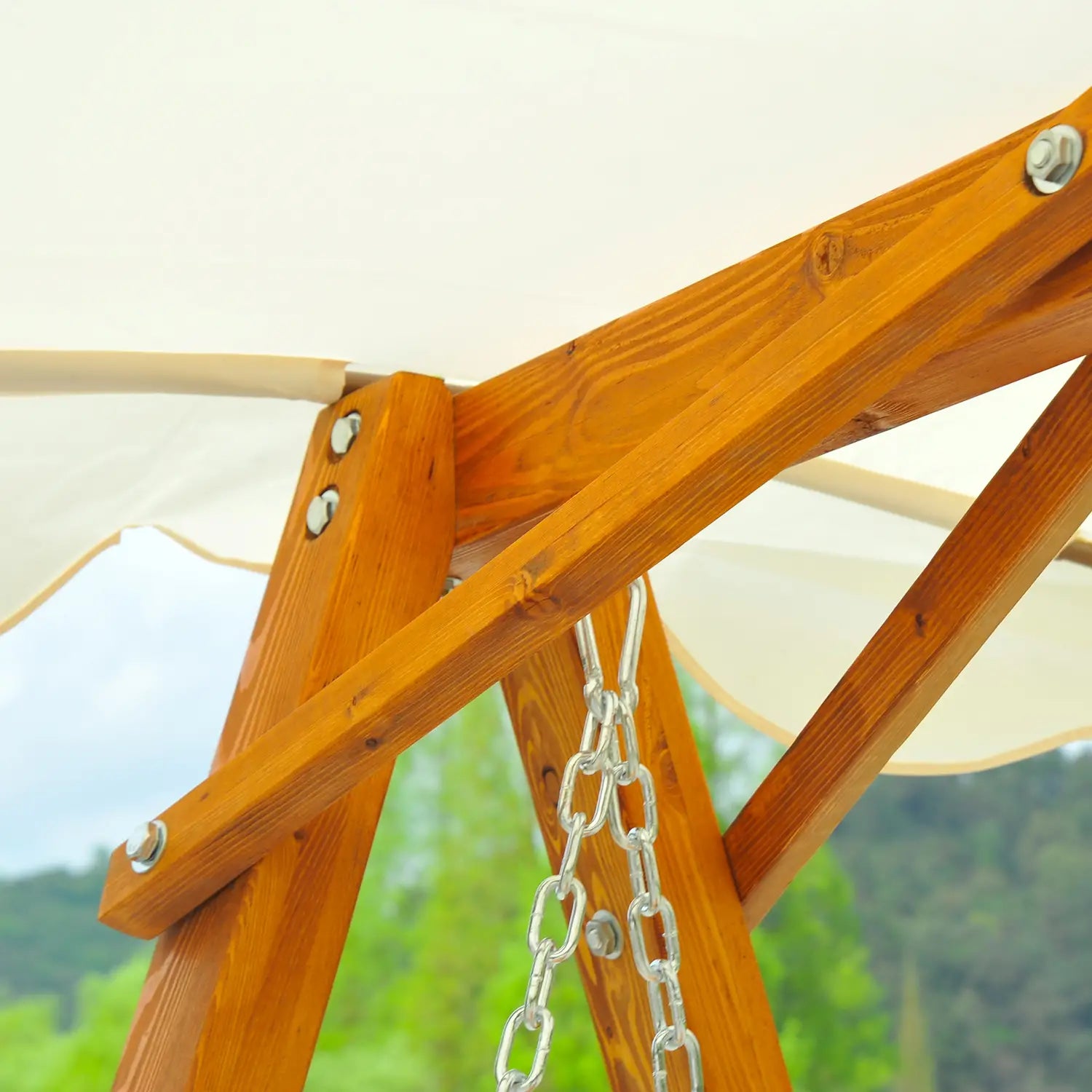 Dondolo da giardino Outsunny a 2 posti con tettoia in larice