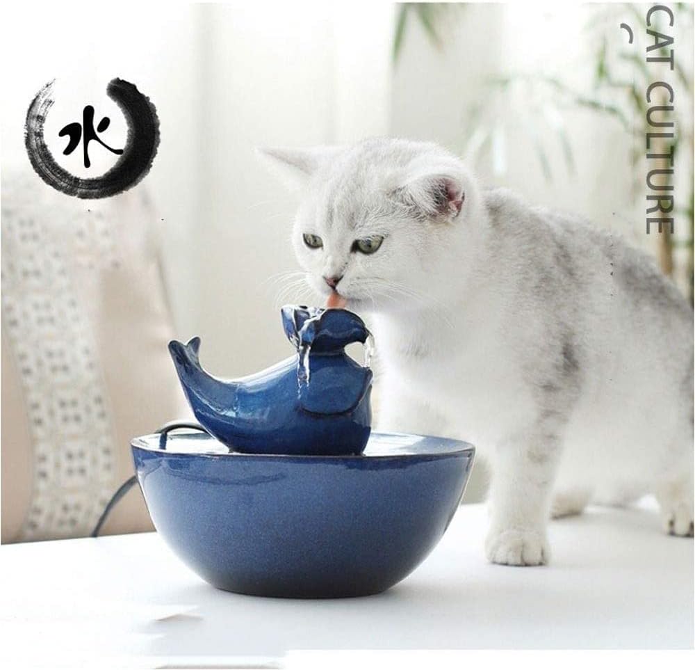 ALEjon Trinkbrunnen für Haustiere – Keramik-Trinkbrunnen für Katzen und Hunde mit automatischem, geräuschlosem Spender und Filter