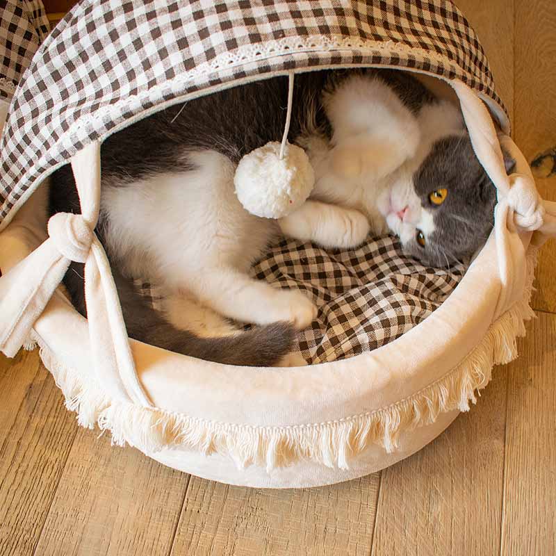 CozyPaws – Komfortables Halb-Katzenbett für entspannte Nickerchen