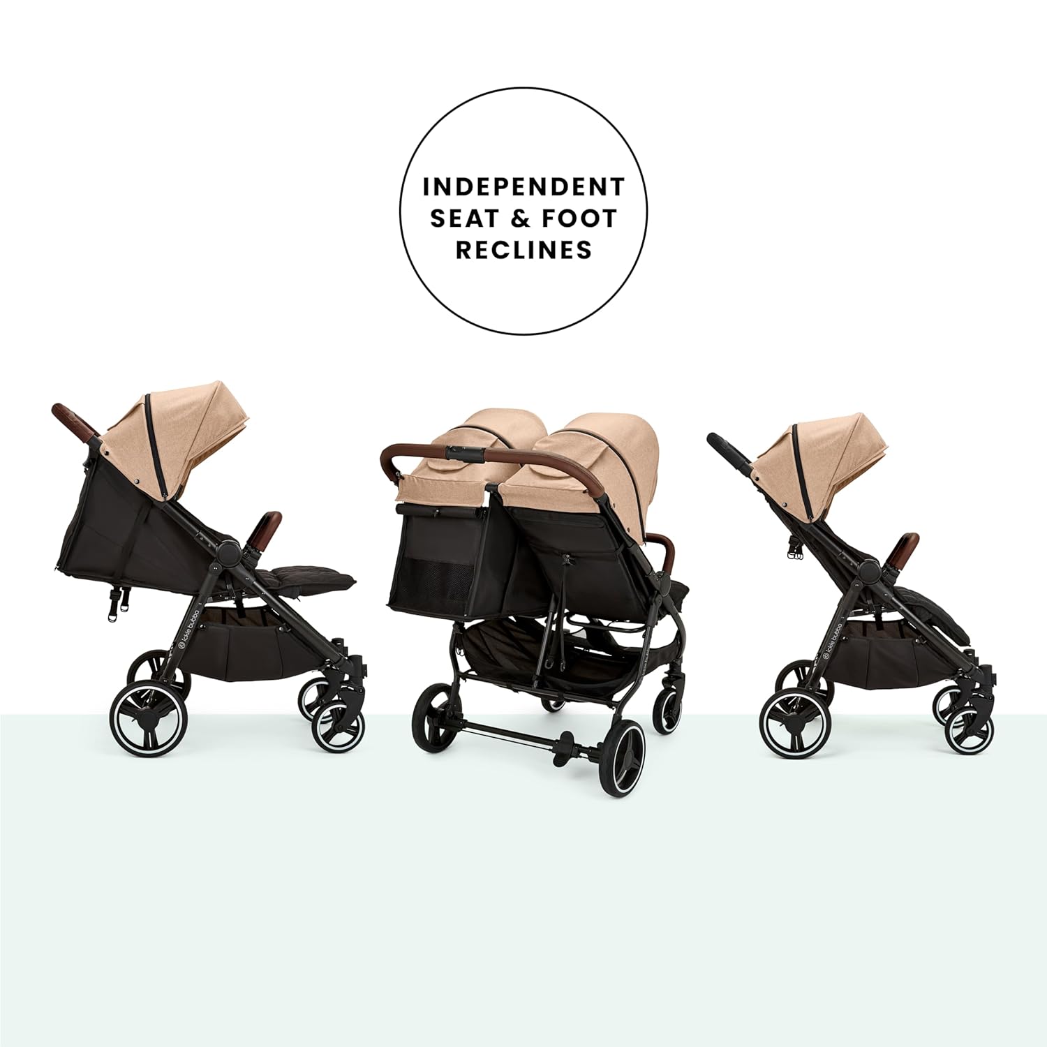 Venus Max Doppel kinderwagen - adatto dalla nascita fino a 15 kg (circa 3 anni), passeggino doppio compatto, leggero, pieghevole, inclusi parapioggia e coprigambe (Biscuit)