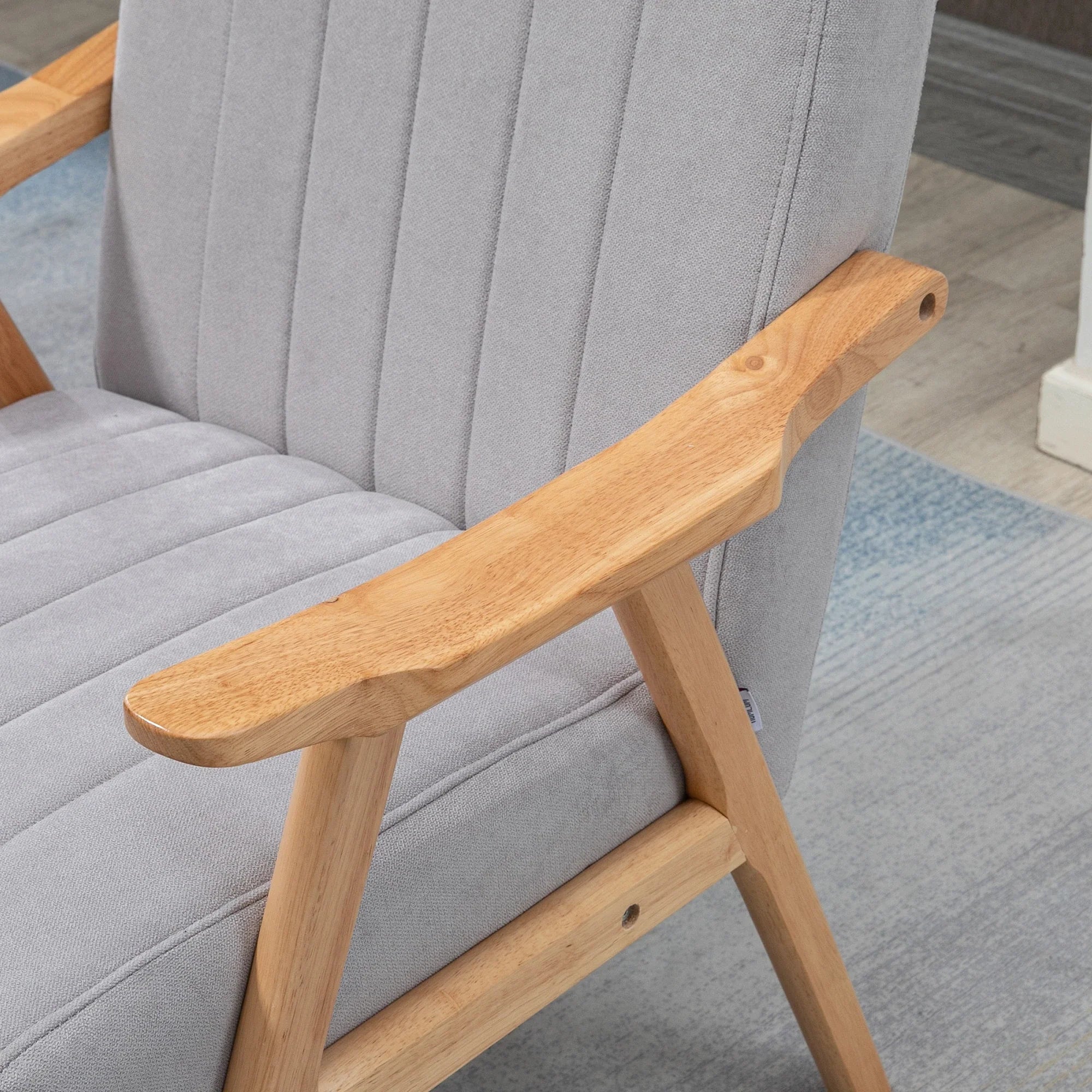 HOMCOM Sedia Imbottita Design Scandi extra confortevole Velluto Grigio Chiaro