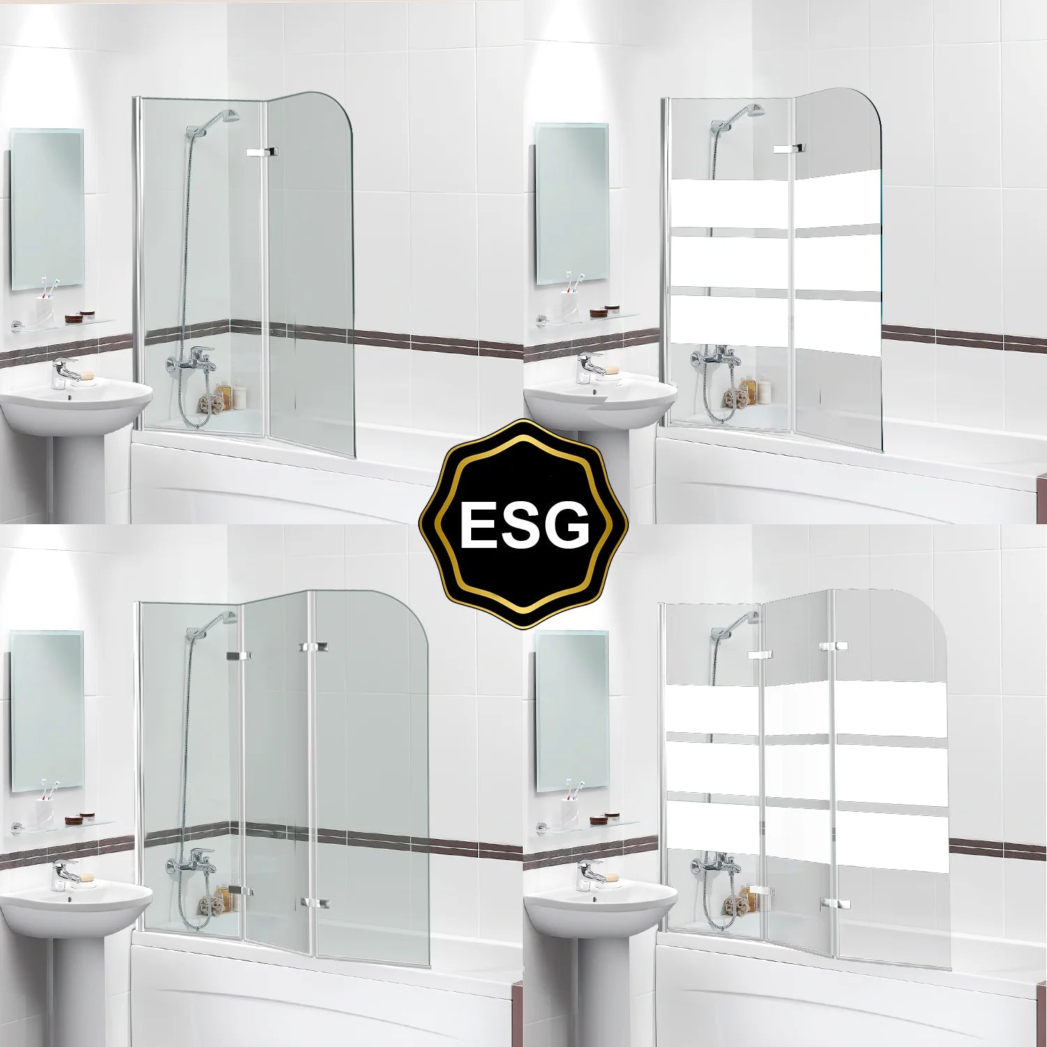Sonnewelt Duschwand für badewanne Faltbare Glas Duschtrennwand