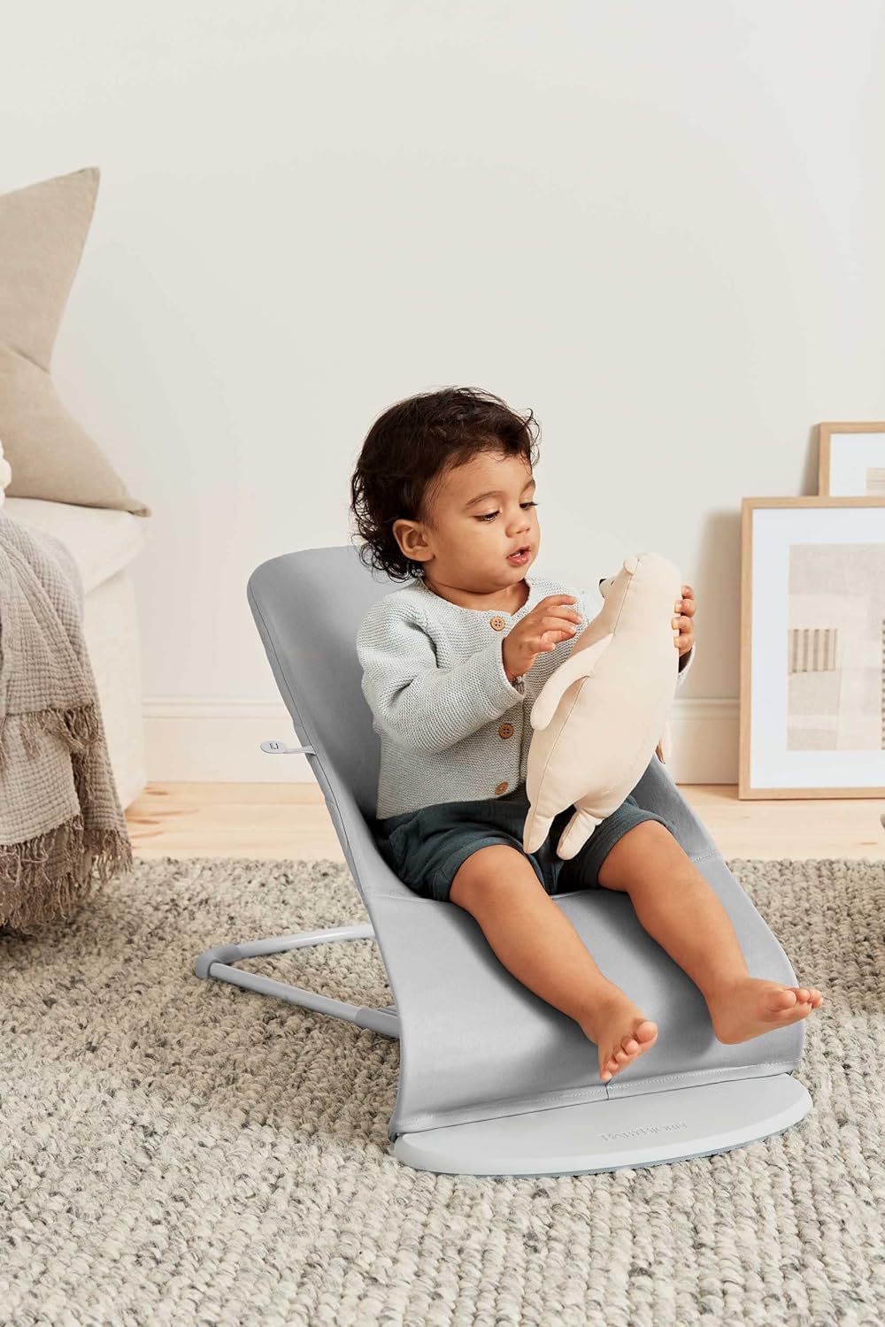 BabyBjörn Sdraietta Bliss, Tessuto trapuntato a petalo, Grigio Sabbia