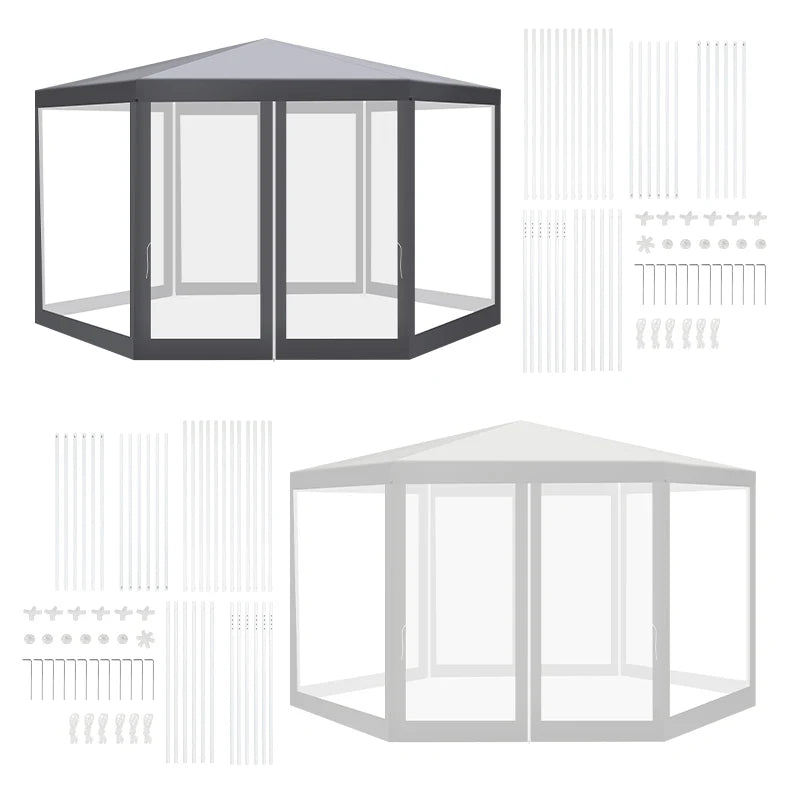 Sonnewelt Padiglione Gazebo da Giardino con Zanzariera Impermeabile Esagonale
