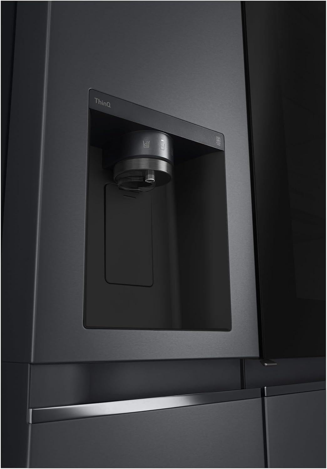 LG GSGV81PYLL Frigorifero Side by Side, Classe E, 635 L, Instaview, Frigorifero con congelatore, Dispenser ghiaccio, ghiaccio tritato, acqua, Total NoFrost, Smart Inverter Compressor, Wi-Fi