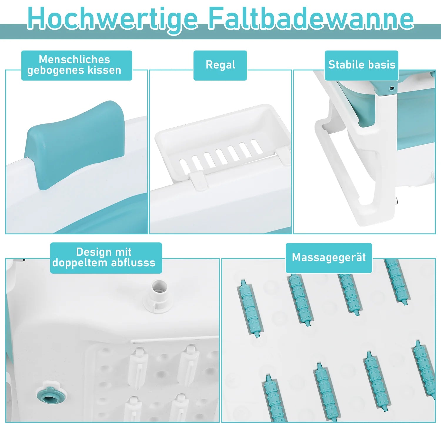 Sonnewelt Vasca da Bagno Pieghevole con Coperchio