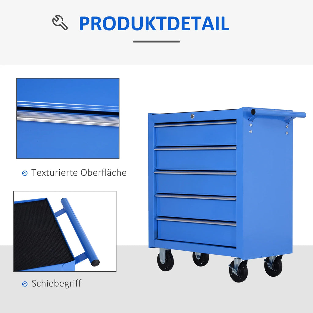 HOMCOM Carrello portautensili da officina, richiudibile con ruote