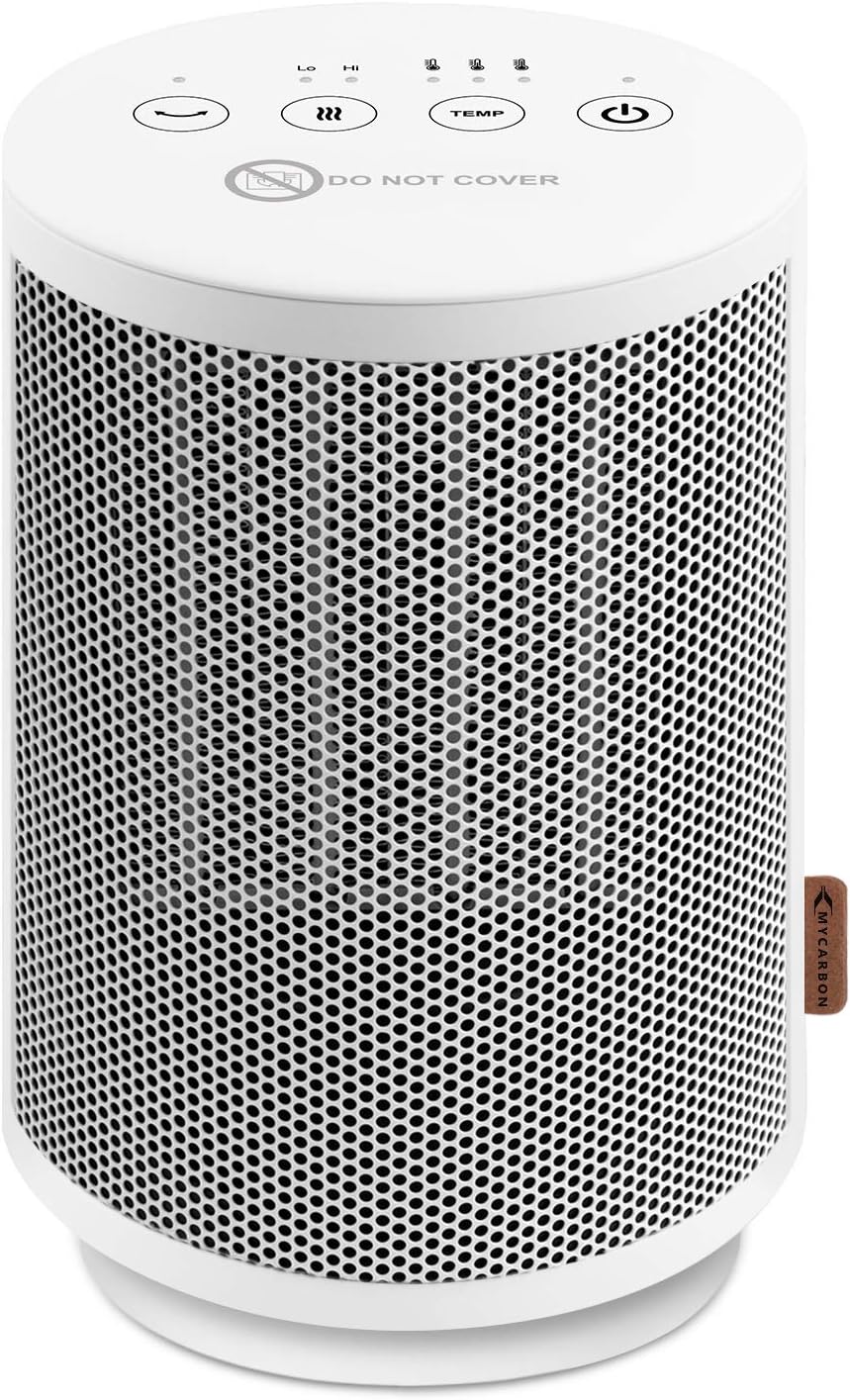 MYCARBON Stufetta Elettrica Bagno 900W/1500W Termoventilatore Basso Consumo Silenzioso con Termostato 8H Timer Oscillazione 60° Protezione Antiribaltamento e Surriscaldamento, Stufa Elettrica in Ceramica per Bagno Soggiorno