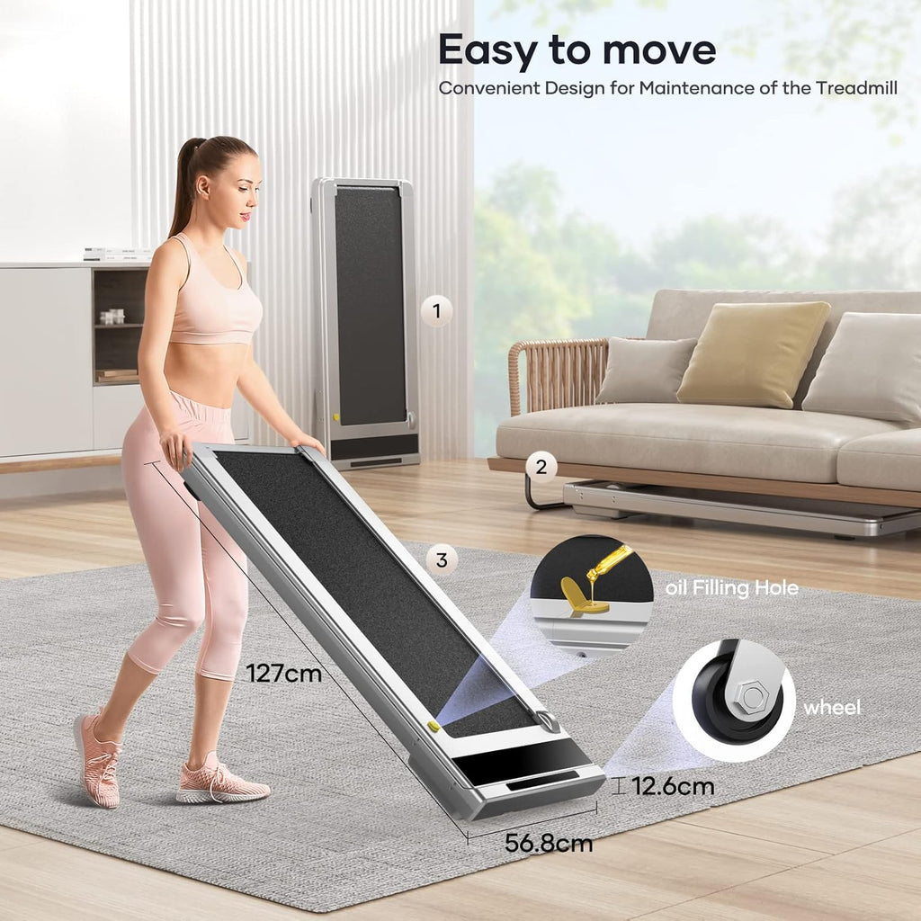 2 in 1 Electric Treadmill, Walking Pad Laufband für Zuhause, 10km/h Elektrisches Laufband mit LED, 2.25HP Under Desk Schreibtisch Treadmill, Fernbedienung und App, Doppelter Stodmpfung