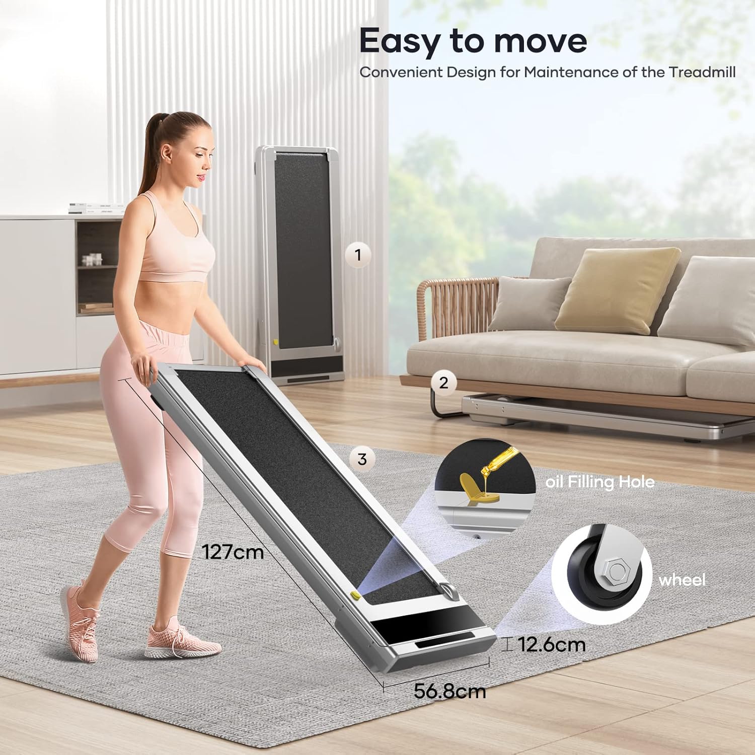 2 in 1 Electric Treadmill, Walking Pad Laufband für Zuhause, 10km/h Elektrisches Laufband mit LED, 2.25HP Under Desk Schreibtisch Treadmill, Fernbedienung und App, Doppelter Stodmpfung