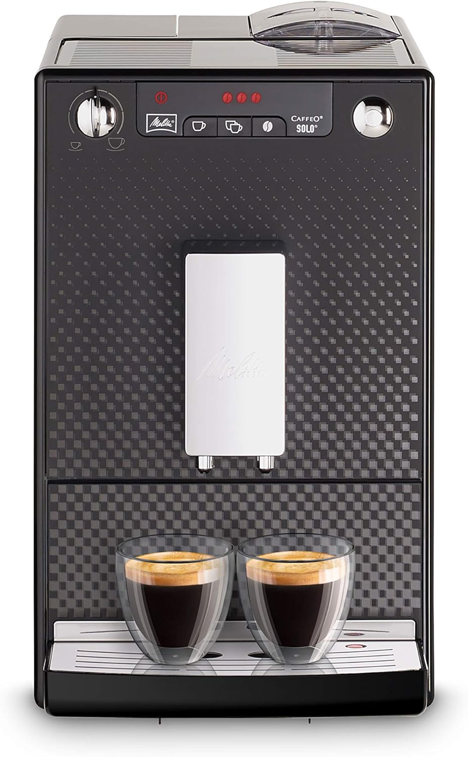 Melitta Solo - Macchina da caffè automatica con beccuccio regolabile in altezza, macchina da caffè piccola con serbatoio dell'acqua rimovibile, per es. espresso o caffè crema, argento