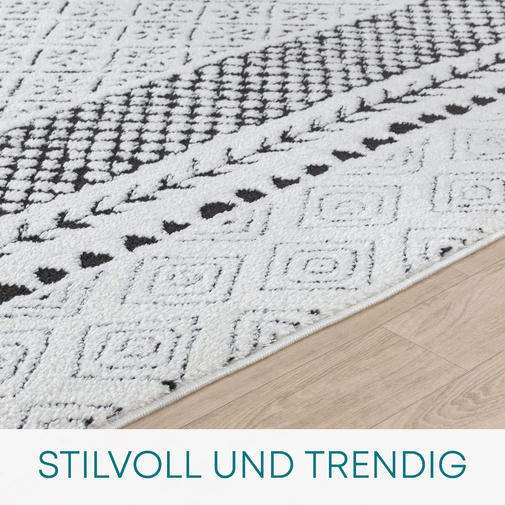 Surya Monaco Tappeto Soggiorno Boho, Grande Tappeto Camera da Letto 200x274 cm - Tappeto per Sala da Pranzo con Motivo Geometrico, Tappeto Soggiorno Moderno Scandinavo in Beige, Grigio Carbone
