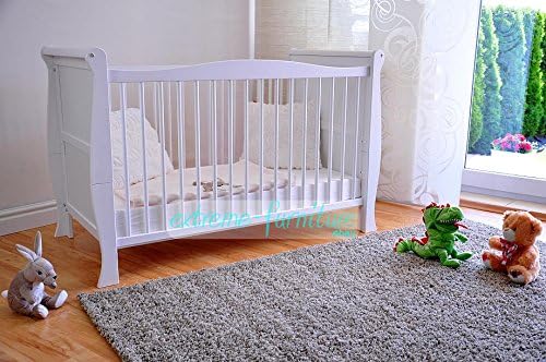 Marsell Baby Gitterbett Babybett Kinderbett mit Aloe Vera Schaumstoffmatratze Zahnschienen höhenverstellbar Weiß umbaubar zum Juniorbett