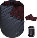 KingCamp Doppelschlafsack Flanell, Schlafsack 2 Personen, Schlafsack 3-4 Jahreszeiten, wasserfest, warm und komfortabel, verpackbar Schlafsack Outdoor