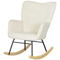 HOMCOM Schaukelstuhl Samtoptik Holzkufen Elegantes Design Beige