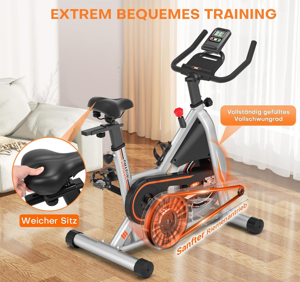 Neuestes Heimtrainer Fahrrad mit Magnetischem Widerstand, DMASUN Leises Ergometer Heimtrainer, Hometrainer Fahrrad mit LCD-Display, Tablet-Halterung, Bequeme Sitze & Sitzbezug, Fitnessbike Bis 160kg