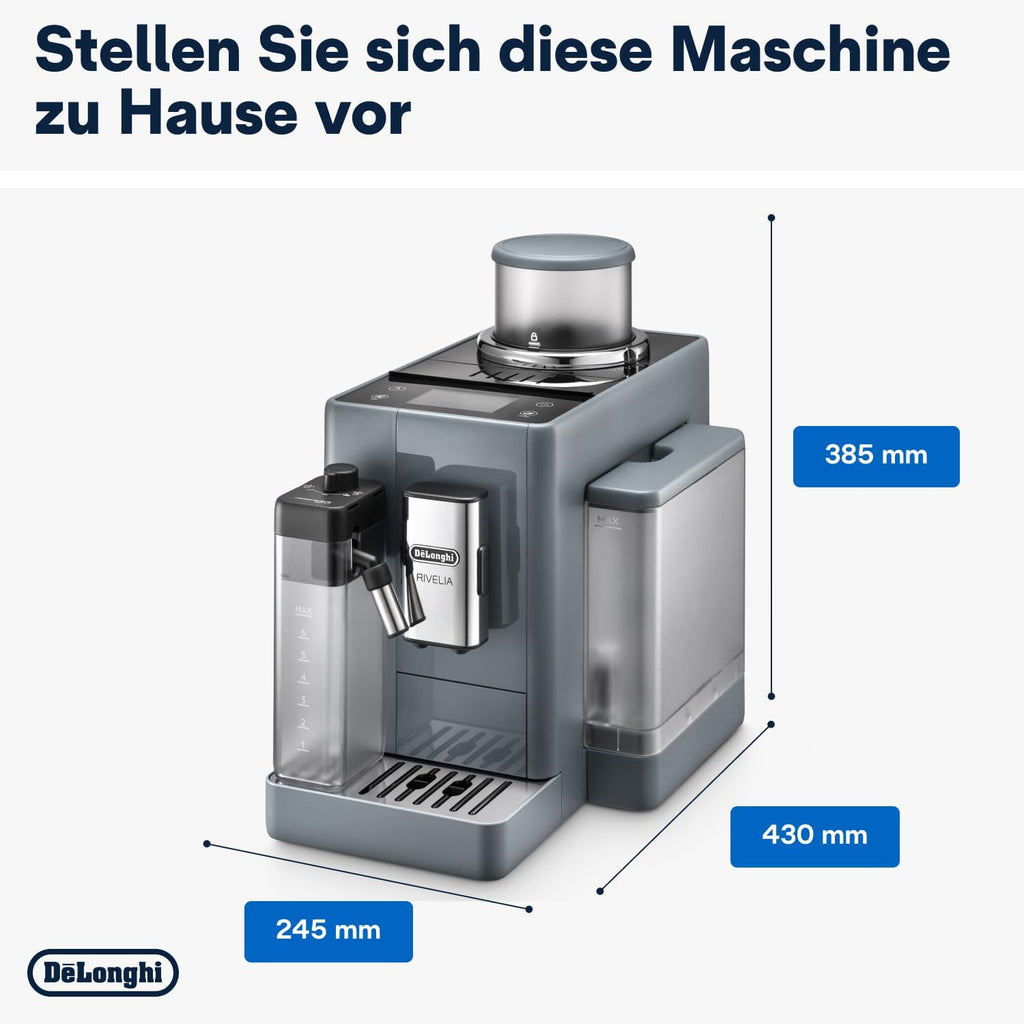 De'Longhi Rivelia EXAM440.55.W Macchina da Caffè Automatica con Sistema LatteCrema, Contenitore chicchi intercambiabile, 16 bevande caffè e latte con un solo tocco, Funzione Extra Shot, Display Touch da 3,5 pollici, Bianco