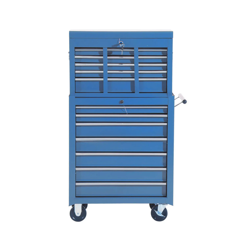 HOMCOM Carrello Portautensili Carrello da Officina a 16 Cassetti con Ruote e Chiusura a Chiave