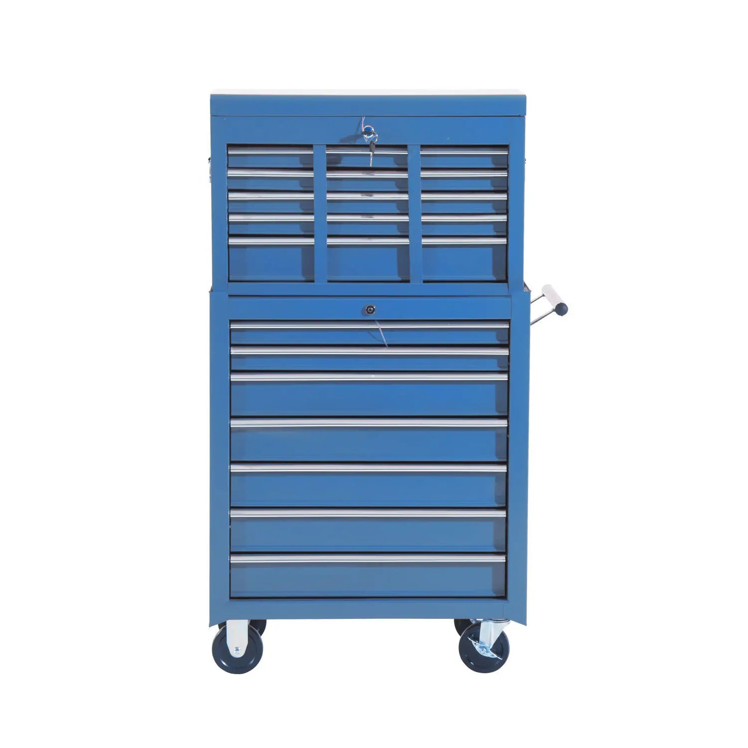 HOMCOM Carrello Portautensili Carrello da Officina a 16 Cassetti con Ruote e Chiusura a Chiave