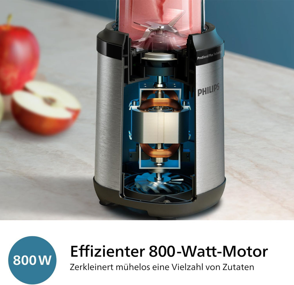 Philips Frullatore e Smoothie Maker – 600W, caraffa da 2 litri, app con ricette, 2 velocità + funzione Pulse, ProBlend, funzione tritaghiaccio (HR2291/41)