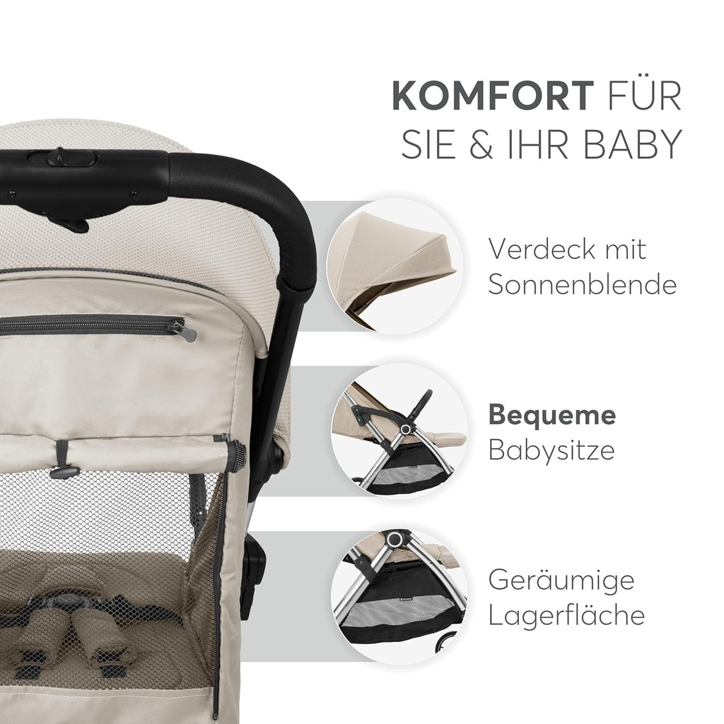 KikkaBoo EDEN Passeggino, passeggino fino a 22 kg, chiusura automatica, posizione reclinata, ultraleggero, compatto, nero