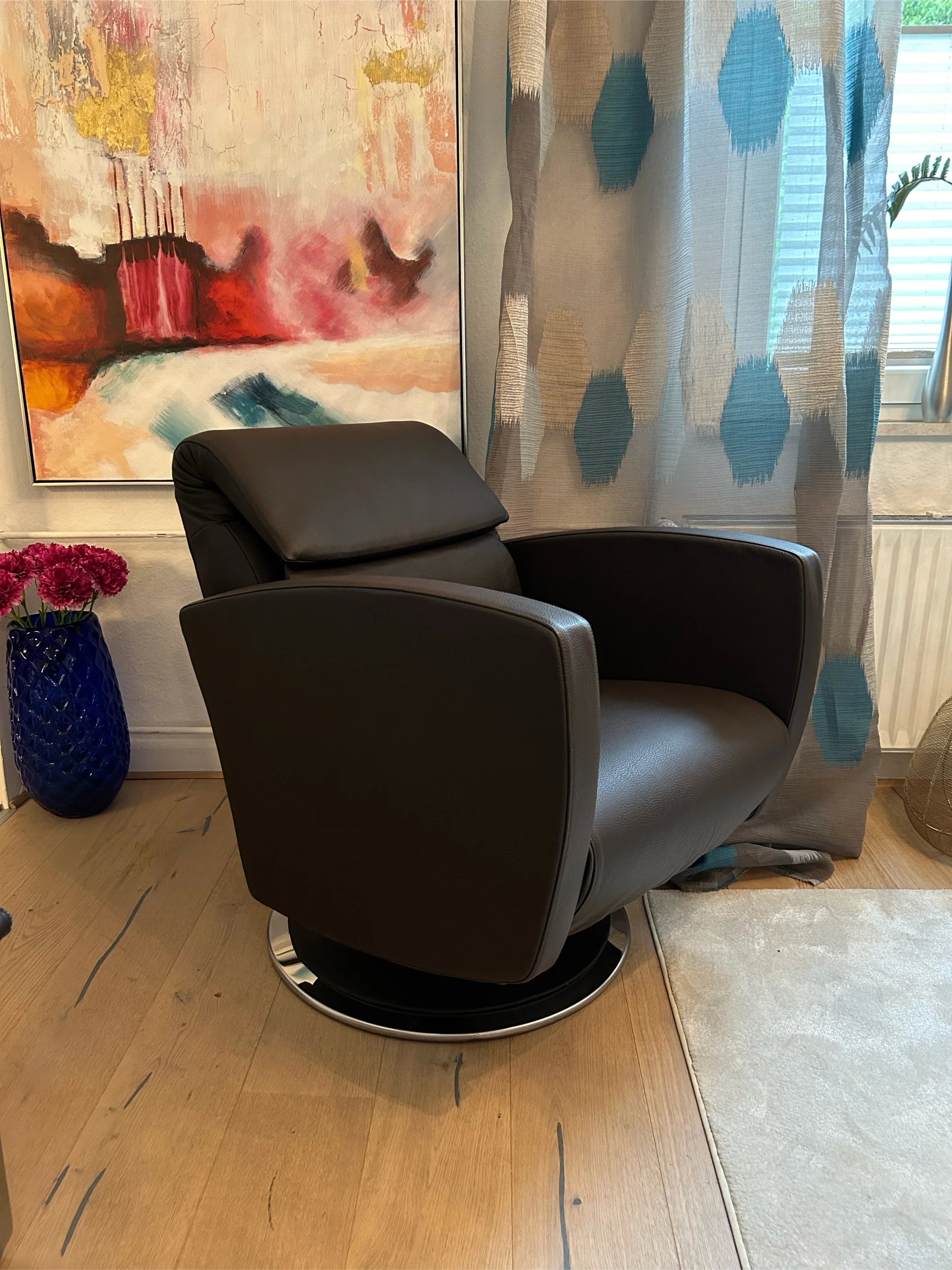 Strssle Relaxsessel Age kleiner verstellbarer Sessel, Leder dunkelbraun