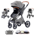 Shineey kinderwagen 3 in 1 Buggy Babybett Komplett Set Einem Klick Zusammenklappbarer Kinderwagen, 3 in 1 KombiKinderwagen Aluminiumrahmen für Neugeborene