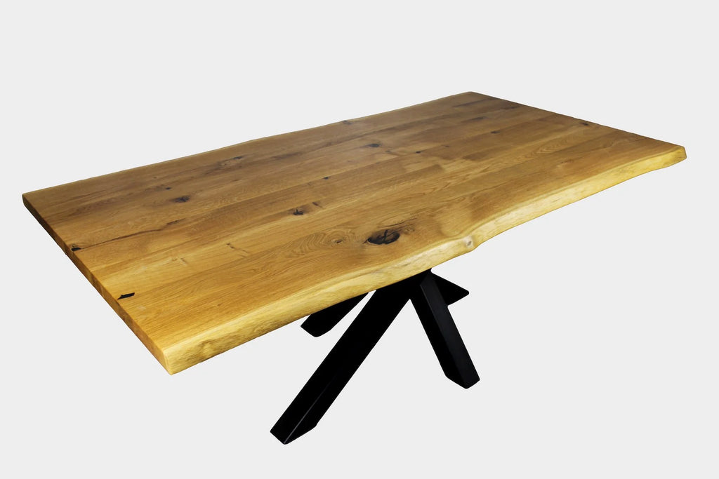 Serie MAXIM | Baumkantentisch - Eiche - inkl. Tischbein Spider - versch. Gren und Farben | Lnge: 160 - 300 cm | Breite: 90 -100 cm