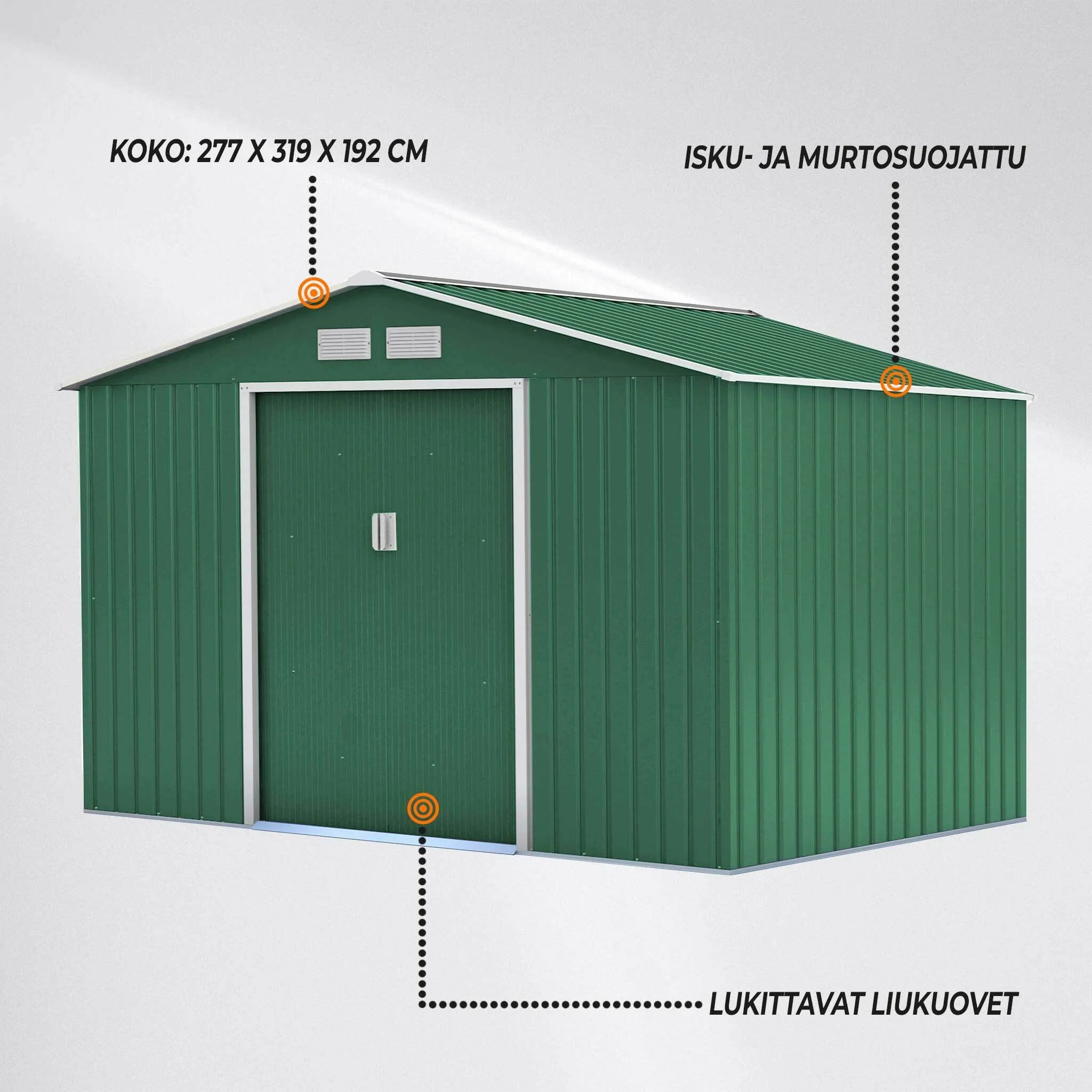 Casetta degli attrezzi Fornorth, 8,84m2, verde