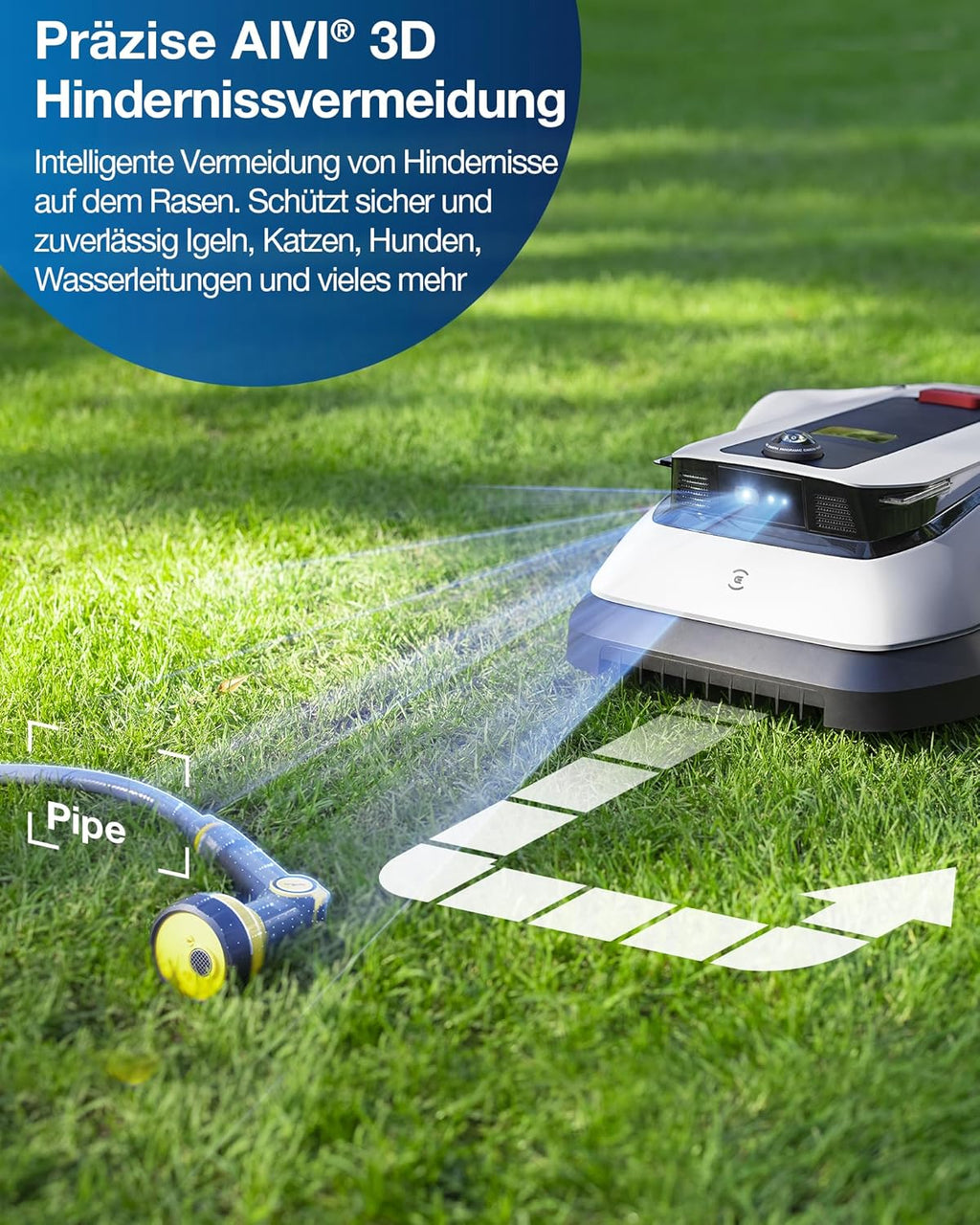 ECOVACS GOAT G1-800 Robot rasaerba senza cavo perimetrale 800㎡, robot tosaerba con localizzazione multifusione TrueMapping, evitamento ostacoli, gestione a 16 zone, pendenza del 45%, videomanager