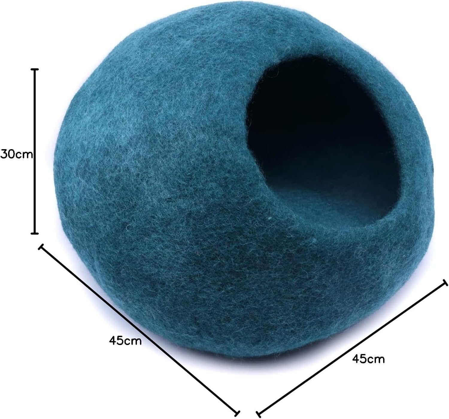 ecocasa Cuccia Casetta per Gatti Cuscino per Gatti XL – anche per Gatti Grandi – Esterno Robusto e Interno Morbidissimo – Fatto a Mano in Lana Neozelandese – Blu Oceano