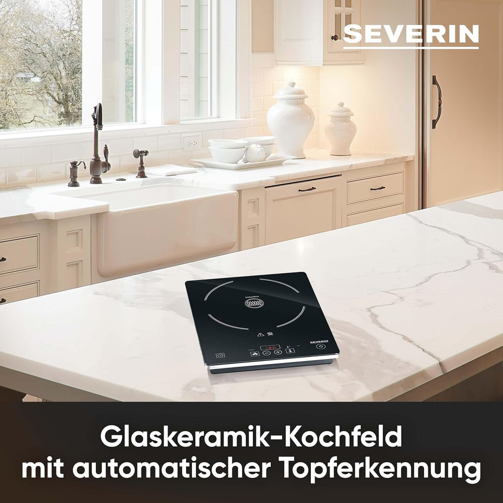 SEVERIN Doppio Fornello a Induzione per Cucina, Ufficio o Campeggio, Piastra di Alta Qualità, Fornello da Campeggio per Due Pentole, nero, 3.400 W, DK 1031
