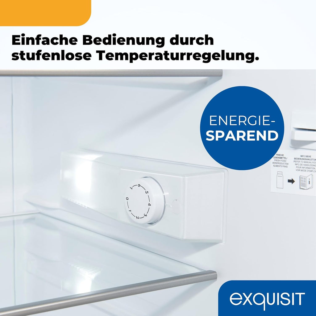 Exquisit Frigorifero senza scomparto congelatore, 133 litri, frigorifero a tutta capacità a libera installazione, cerniera porta reversibile, KS516-V-H-010D bianco