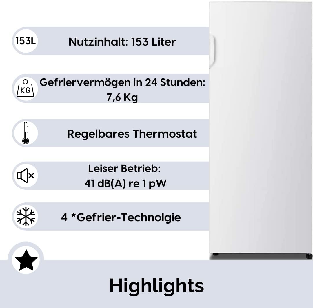 PKM Gefrierschrank GS169.4A++ | Weiß | 165 Liter | Energieeffizienzklasse E