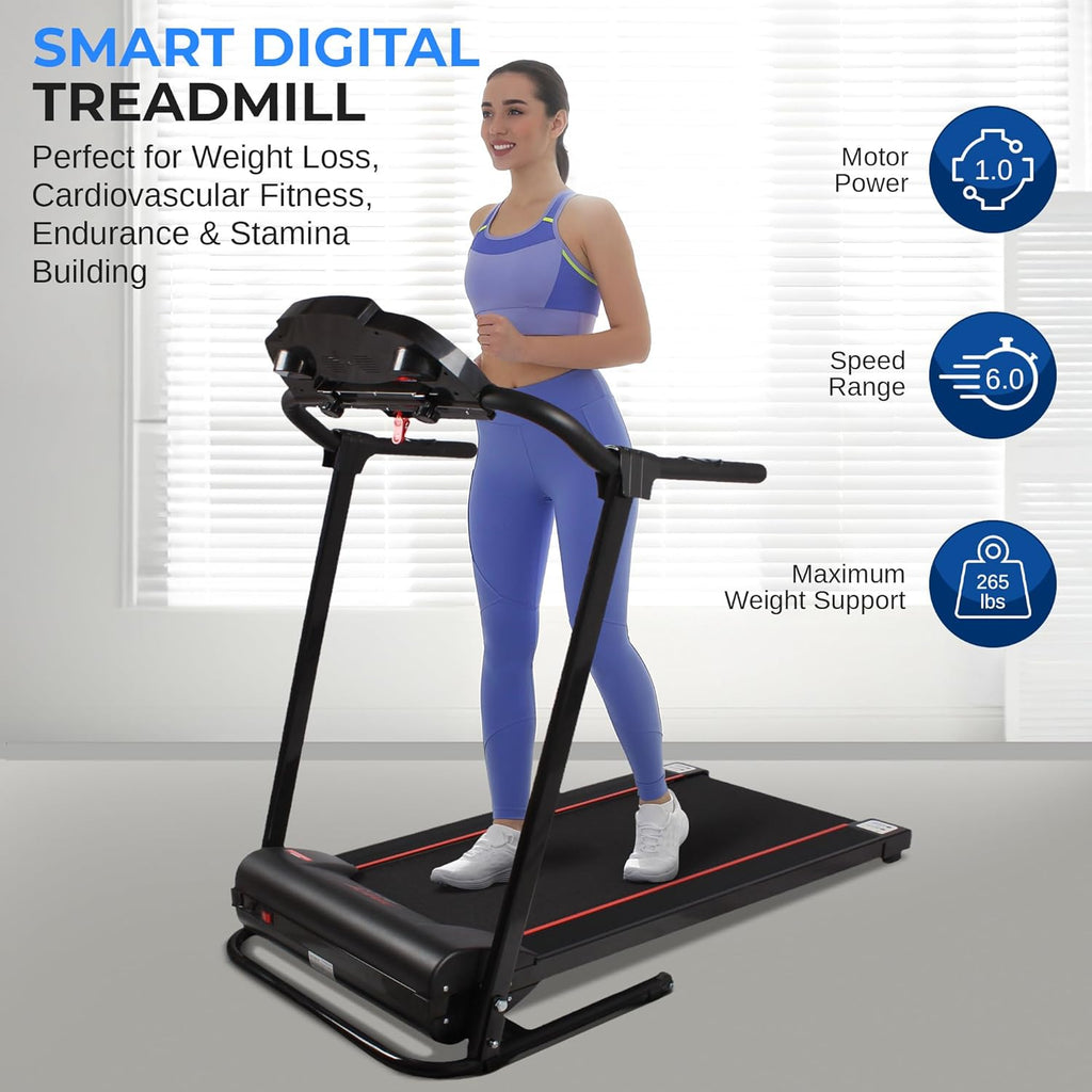 Tapis roulant SereneLife per la casa - Tapis roulant pieghevole, Tapis roulant, con display a LED, tapis roulant per la casa, sincronizzazione app Bluetooth, fitness digitale, tapis roulant con inclinazione, fino a 10 km/h
